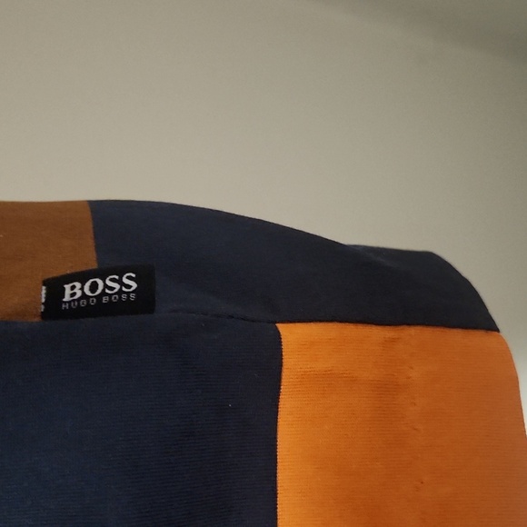 HUGO BOSS XL.Color Block Men's Shirt - Navy, Orange, and Brown - Picture 4 of 13